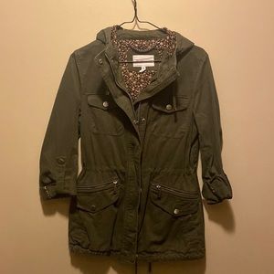 BCBGeneration green floral fall jacket with hood